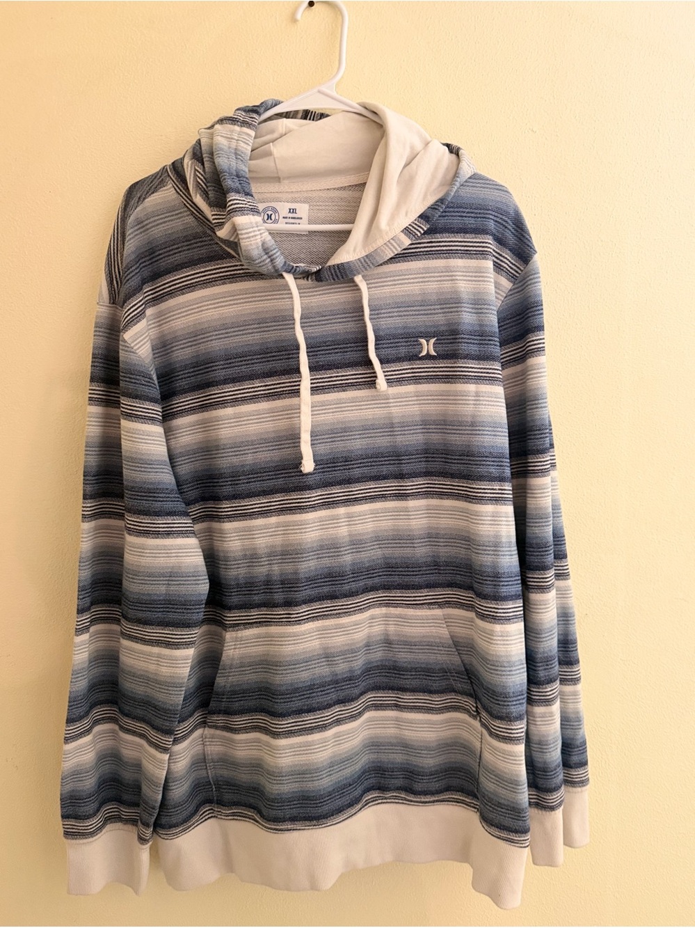 Hurley Blue and White Striped Hooded Pullover
